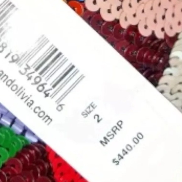 $440 Sequins Alice + Olivia Kaleidoscopic Crop Top 2 COLORFUL Back Stretch Panel - Picture 3 of 16